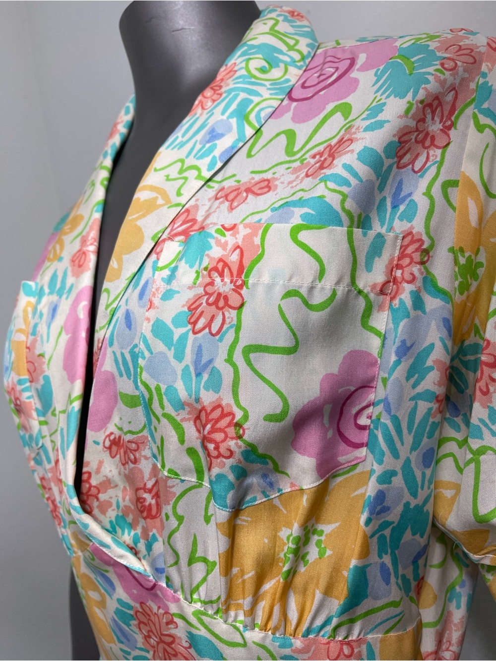 Jerry Regenbogen Dress 14 100% Pure Silk White Midi Floral Watercolor 80’s 90’s - Picture 5 of 16